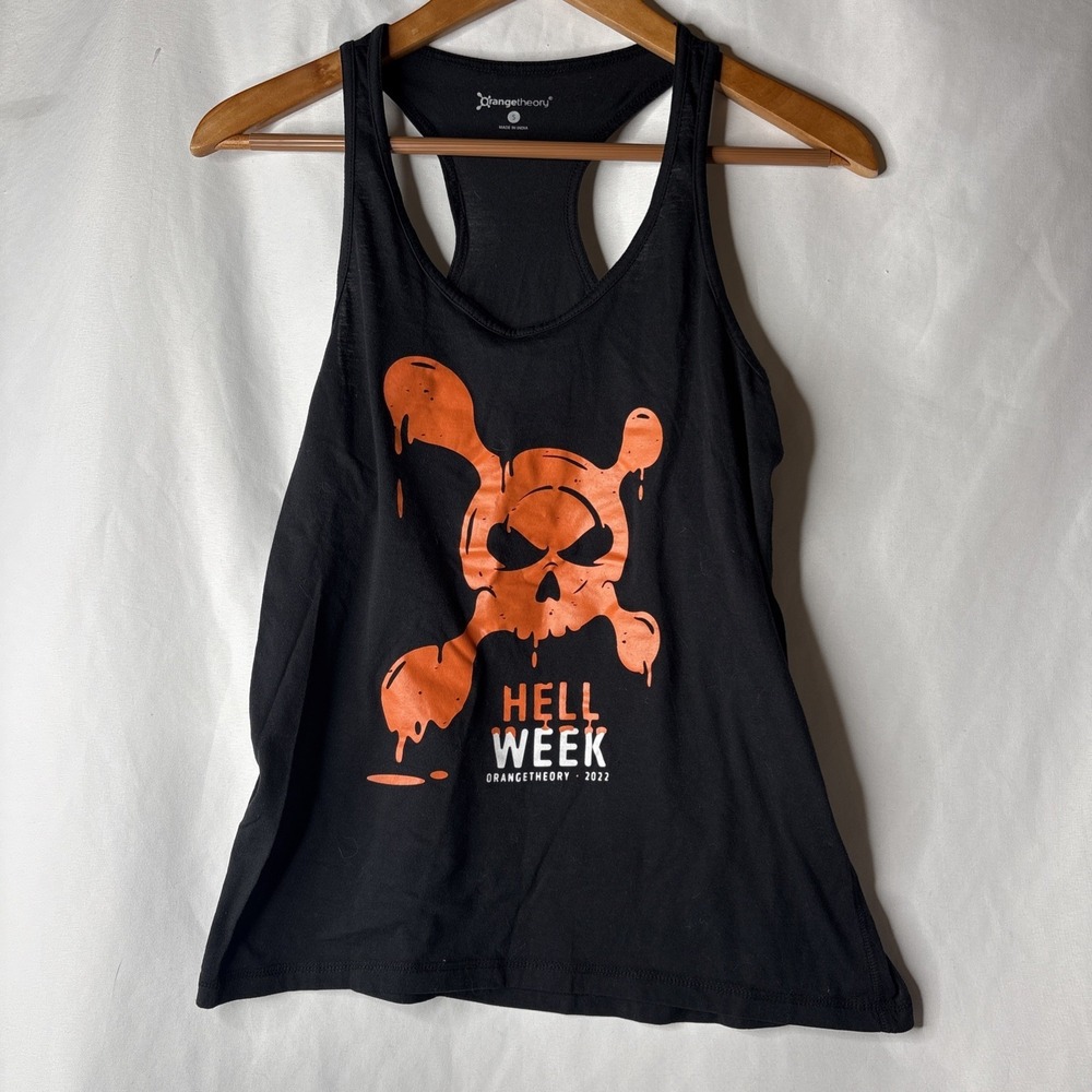Orange Theory Fitness OTF Women's S Tank Top Shirt Hell Week 2022‎ Splat Black